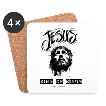 Jesus King of Kings – Romans 10:9 King of Kings - Coasters (set of 4) - white - Front