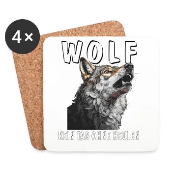 WOLF NOT A DAY WITHOUT HOWLING - Coasters (set of 4) - white - Front