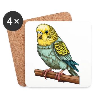 PERRUCHE OISEAU - Dessous de verre (lot de 4) - blanc - Devant