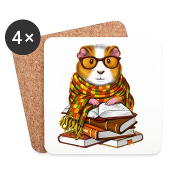 Cochon d’Inde Livres de lecture - Dessous de verre (lot de 4) - blanc - Devant