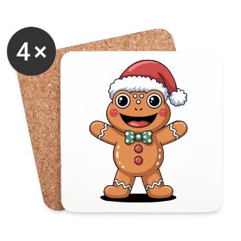 Grenouille de Noël Dessin animé d’hiver - Dessous de verre (lot de 4) - blanc - Devant