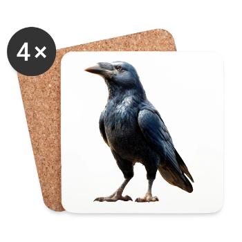 Rabe Krähe Vogel Rabenkrähe Dohle Schwarze Raben - Untersetzer (4er-Set) - Weiß - Vorne