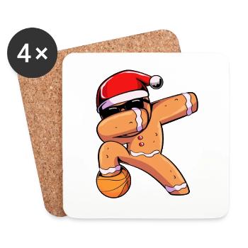 Lebkuchen Weihnachten Lebkuchenmann Gingerbread - Untersetzer (4er-Set) - Weiß - Vorne
