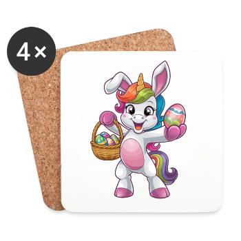 Happy Unicorn Easter Egg Hunt Adventure - Coasters (set of 4) - white - Front