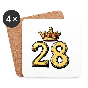 28 Nombre Couronne - Dessous de verre (lot de 4) - blanc - Devant