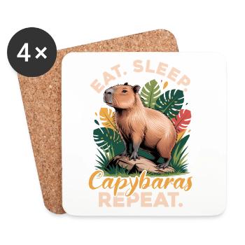 Esthétique amusante Kawaii Capybara - Dessous de verre (lot de 4) - blanc - Devant