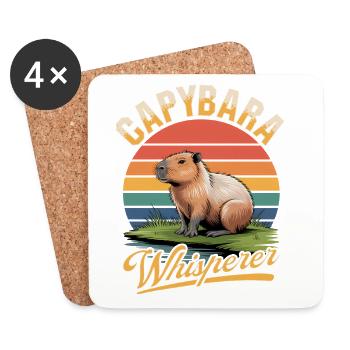 Esthétique amusante Kawaii Capybara - Dessous de verre (lot de 4) - blanc - Devant