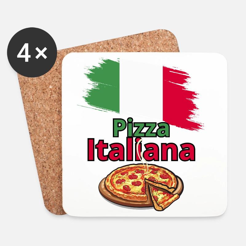 Italienisches Pizza Design mit Flagge - Untersetzer (4er-Set) - Weiß