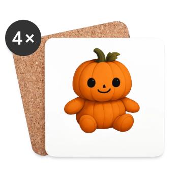 Cute pumpkin teddy bear friendly face - Coasters (set of 4) - white - Front