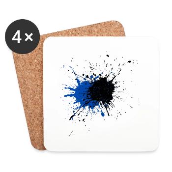 Photographie en couleur astucieuse avec du bleu et du noir - Dessous de verre (lot de 4) - blanc - Devant