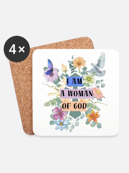 I Am a Woman of God – Faith & Grace - Untersetzer (4er-Set) - Weiß