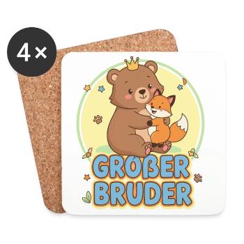 Niedlicher Bär und Fuchs Geschwister Design - Untersetzer (4er-Set) - Weiß - Vorne