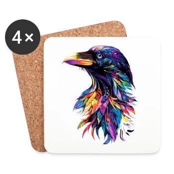 Rabe Krähe Vogel Rabenkrähe Dohle Schwarze Raben - Untersetzer (4er-Set) - Weiß - Vorne