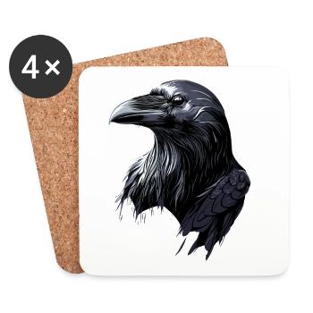 Rabe Krähe Vogel Rabenkrähe Dohle Schwarze Raben - Untersetzer (4er-Set) - Weiß - Vorne