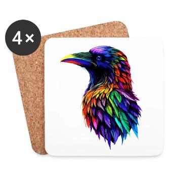 Rabe Krähe Vogel Rabenkrähe Dohle Schwarze Raben - Untersetzer (4er-Set) - Weiß - Vorne