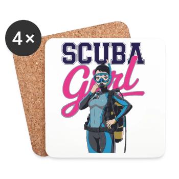 Scuba Girl Diver Design - Coasters (set of 4) - white - Front