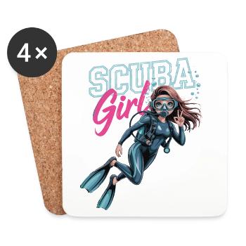 Scuba Girl Diver Design - Coasters (set of 4) - white - Front