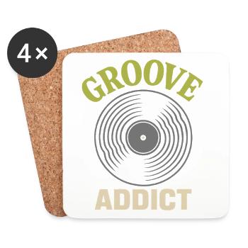Groove Addict Vinyl Record Music Lover - Coasters (set of 4) - white - Front