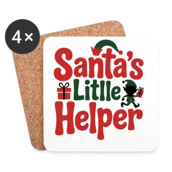 Weihnachtsmanns kleiner Helfer Weihnachtsdesign - Untersetzer (4er-Set) - Weiß - Vorne