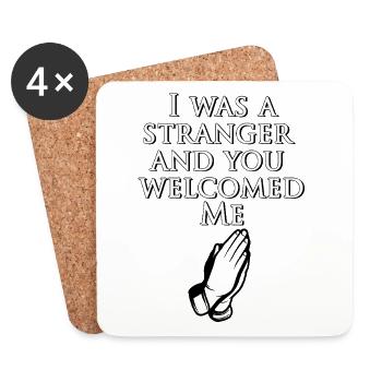 Stranger you welcomed, you welcomed me pilgrim - Coasters (set of 4) - white - Front