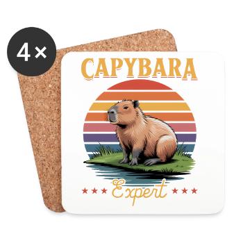 Esthétique amusante Kawaii Capybara - Dessous de verre (lot de 4) - blanc - Devant