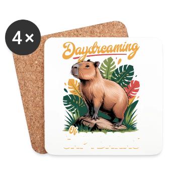Esthétique amusante Kawaii Capybara - Dessous de verre (lot de 4) - blanc - Devant