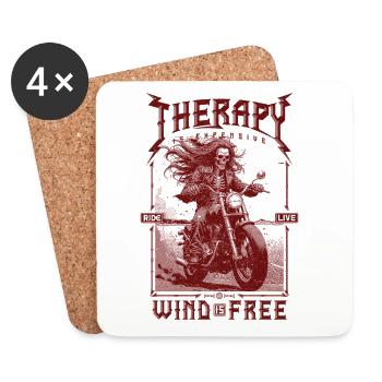 La thérapie coûte cher Le vent est gratuit Motard - Dessous de verre (lot de 4) - blanc - Devant