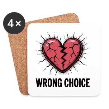 Cracked Heart: Wrong Choice - Coasters (set of 4) - white - Front