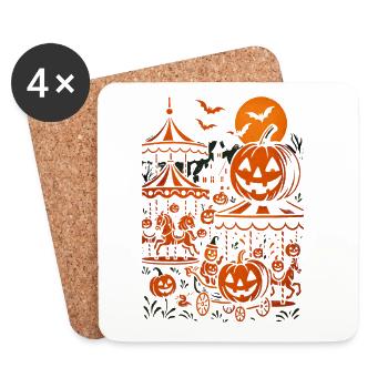 Halloween KürbisKarussell - Untersetzer (4er-Set) - Weiß - Vorne