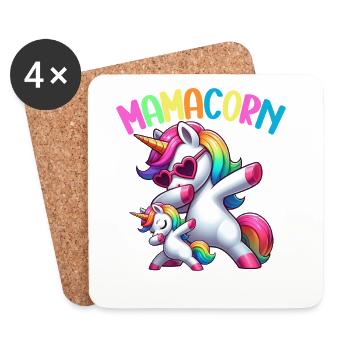 Mama Einhorn Mamacorn Mutter Tochter Dadacorn - Untersetzer (4er-Set) - Weiß - Vorne