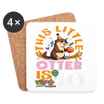 Cette loutre a 10 ans - Motif d’anniversaire mignon - Dessous de verre (lot de 4) - blanc - Devant