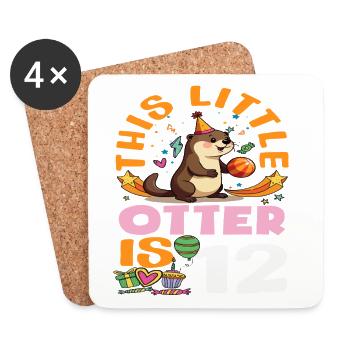 This Otter Is 12 - Cute Birthday Motif - Coasters (set of 4) - white - Front