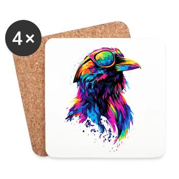 Rabe Krähe Vogel Rabenkrähe Dohle Schwarze Raben - Untersetzer (4er-Set) - Weiß - Vorne