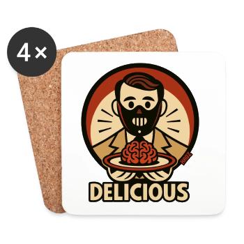 Yummy Lecter Catering with Brain Plate - Coasters (set of 4) - white - Front