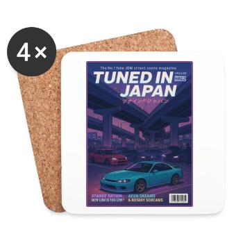 Tuned in Japan Neon JDM Cover - Dessous de verre (lot de 4) - blanc - Devant