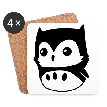 Owl Kawaii – cute owl motif in cartoon style - Coasters (set of 4) - white - Front