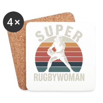 Super Rugbywoman Vintage Retro Women's Rugby - Coasters (set of 4) - white - Front