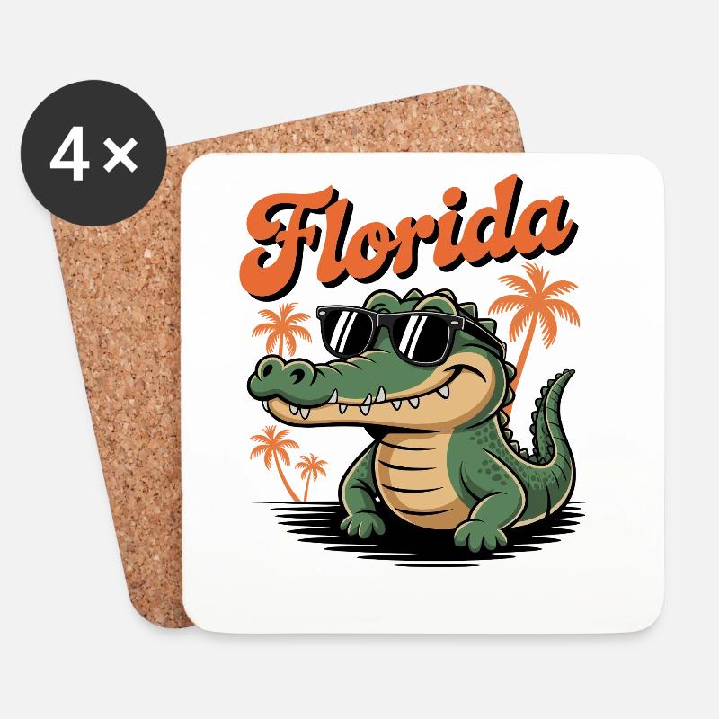 Florida Alligator - Untersetzer (4er-Set) - Weiß