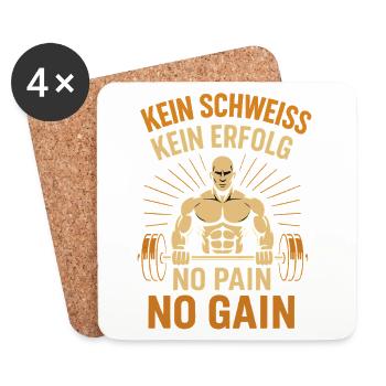No Sweat No Success Fitness Motivation Gym - Coasters (set of 4) - white - Front