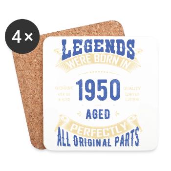 Legends Born in 1950 Aged Perfectly - Coasters (set of 4) - white - Front
