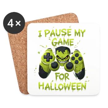 Gamepad Gamer Halloween Zombie Gamer fait une pause - Dessous de verre (lot de 4) - blanc - Devant