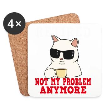Chat à la retraite : ce n’est plus mon problème - Dessous de verre (lot de 4) - blanc - Devant