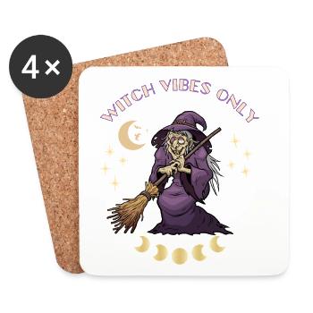 Vintage Witch Vibes Halloween Shirt :Spooky Moon - Dessous de verre (lot de 4) - blanc - Devant