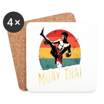 Funny Muay Thai Boxing Muay Thai - Untersetzer (4er-Set) - Weiß - Vorne