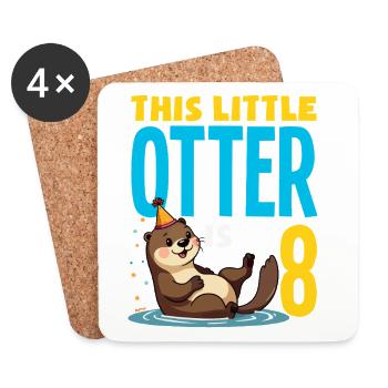 Dieser Otter ist 8 - süßes Geburtstagsmotiv - Untersetzer (4er-Set) - Weiß - Vorne
