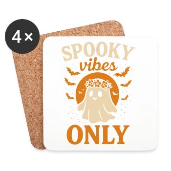 Gruselige Vibes Nur Halloween-Spaß-Geist - Untersetzer (4er-Set) - Weiß - Vorne