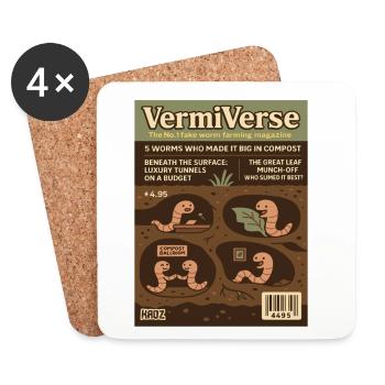 VermiVerse Worm Farming Parody Magazine - Coasters (set of 4) - white - Front