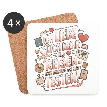 Ich Liebe Dich Mehr Als Reisen Humor - Untersetzer (4er-Set) - Weiß - Vorne