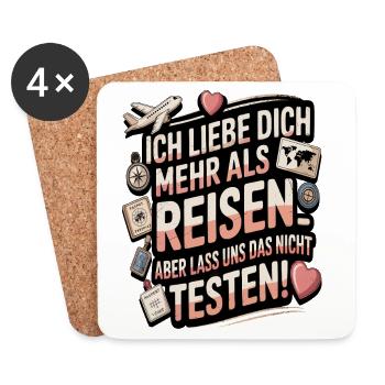 Ich Liebe Dich Mehr Als Reisen Humor - Untersetzer (4er-Set) - Weiß - Vorne
