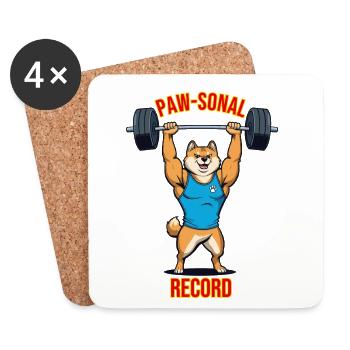 Paw-Sonal Record Élévateur Shiba - Dessous de verre (lot de 4) - blanc - Devant
